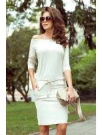 Dámske športové šaty v béžovej melanžovej farbe 13-109 Dámske športové šaty v béžovej melanžovej farbe 13-109