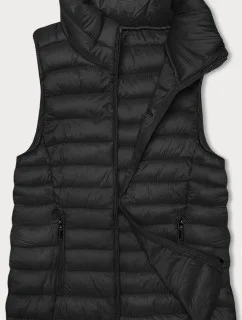 Čierna dámska prešívaná vesta so stojatým golierom J style (16M9156-392)