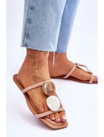 Zamszowe Klapki Z Ozdobami Nude Victoria