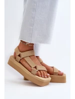 Sandały Damskie Na Platformie Beżowe Edireda