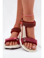 Sandały Damskie Na Rzepy D.Franklin DFSH406003 Bordowe