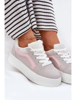Sneakersy Damskie Na Platformie Szare Tellnira
