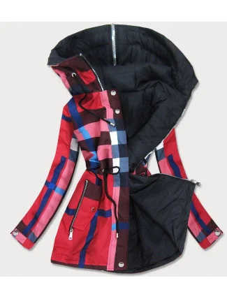 Červeno-čierna obojstranná dámska bunda (W653) Červeno-čierna obojstranná dámska bunda (W653)