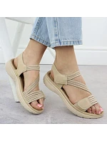 Dámske sandále na platforme pohodlné béžové Unisoft 8875