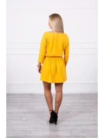 Horčicové flitrové šaty s vreckami