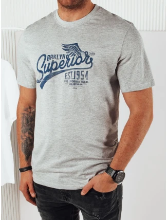 FashionStreet šedé pánske tričko s potlačou RX5365 FashionStreet šedé pánske tričko s potlačou RX5365