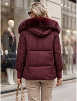 Dámska zimná prešívaná bunda s kapucňou, bordová, FashionStreet TY6003