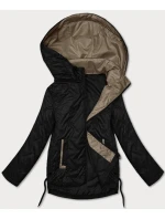 Dámska ľahko zateplená krátka bunda s kapucňou Goodlookin black (B8595-1)