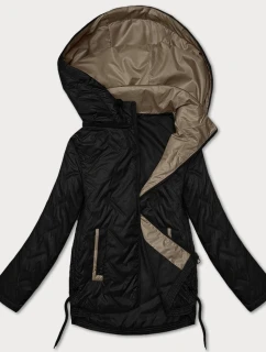 Dámska ľahko zateplená krátka bunda s kapucňou Goodlookin black (B8595-1)