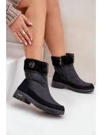 Damskie Modne Ocieplane Śniegowce Progress PROGJ-21-13 Czarne