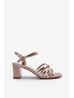 Sandały Damskie Na Słupku Sergio Leone SK065 Złote