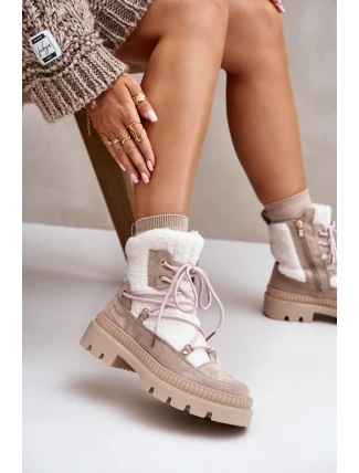 Botki Z Futerkiem Typu Baranek Beżowe Merilana