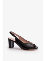 Elegantné sandále na vysokom podpätku so zdobením, Black Trasea