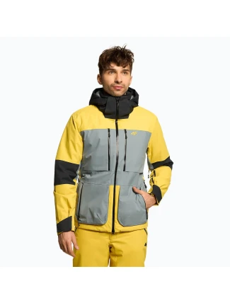 Pánska lyžiarska bunda H4Z22 žlto-čierna - 4F