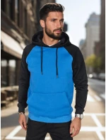 Pánska základná mikina s kapucňou modrá FashionStreet BX5893 Pánska základná mikina s kapucňou modrá FashionStreet BX5893