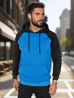 Pánska základná mikina s kapucňou modrá FashionStreet BX5893