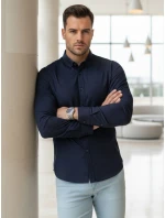 Pánska tmavomodrá vzorovaná košeľa slim fit FashionStreet DX2692