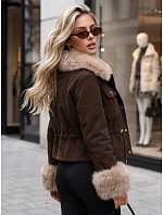 Dámska zimná bunda s kožušinou, čokoládová, FashionStreet TY5705 Dámska zimná bunda s kožušinou, čokoládová, FashionStreet TY5705