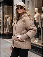 Dámska zimná prešívaná bunda s kožušinou, béžová, FashionStreet TY5740 Dámska zimná prešívaná bunda s kožušinou, béžová, FashionStreet TY5740