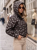 Dámska prechodová bunda s bodkami a kapucňou, hnedá, FashionStreet TY6036 Dámska prechodová bunda s bodkami a kapucňou, hnedá, FashionStreet TY6036