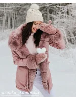 Bavlnená parka s kožušinou bordová (xw805x) Bavlnená parka s kožušinou bordová (xw805x)