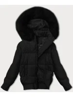 Dámska krátka zimná bunda s rebrovanými lemami S'west black (B8288-1) Dámska krátka zimná bunda s rebrovanými lemami S'west black (B8288-1)