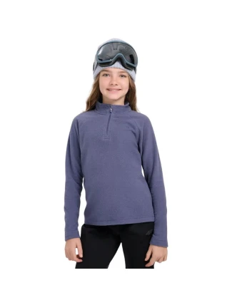 Dievčenská fleecová mikina 4F F060 tmavomodrá 4FJWAW25UFLEF060 31S