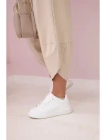 Bavlnená mikina nohavice set béžová