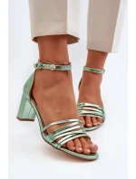Sandały Na Słupku Z Paseczkami Zielone Enitia