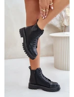 Botki Damskie Na Zamek Z Ozdobnym Sercem Czarne Obeena