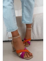 Dámské sandály na podpatku s pásky Eko semiš Béžové Karilora