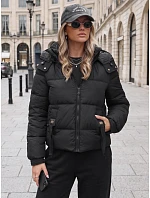 Dámska zimná prešívaná bunda s kapucňou, čierna, FashionStreet TY5747
