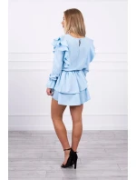 Šaty so zvislými volánmi modré