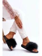 Damskie Gumowe Klapki Z Futerkiem Czarne Lucrece