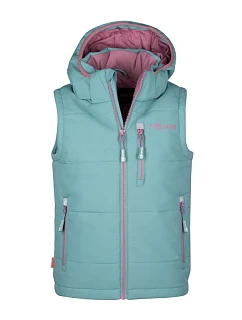 Trollkids Kids Narvik Vest XT glacier green/orchid (730-325) zateplená vesta pre chlapcov/dievčatá