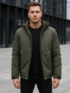 Pánska zimná bunda s kapucňou zelená FashionStreet TX5118