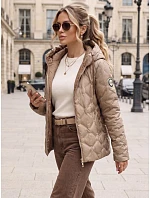 Dámska prešívaná prechodná bunda s kapucňou, béžová, FashionStreet TY5882 Dámska prešívaná prechodná bunda s kapucňou, béžová, FashionStreet TY5882