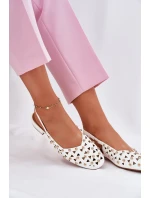 Zdobione Baleriny Na Płaskim Obcasie Białe Nilarisela