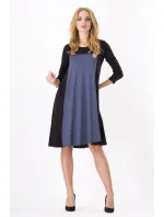 Dámske šaty voľný strih 3/4 rukáv vhodné aj pre tehotné stredne dlhé grafitové - Čierna - Beyo Dámske šaty voľný strih 3/4 rukáv vhodné aj pre tehotné stredne dlhé grafitové - Čierna - Beyo