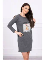 Šaty s potlačou Dream v grafitovej farbe