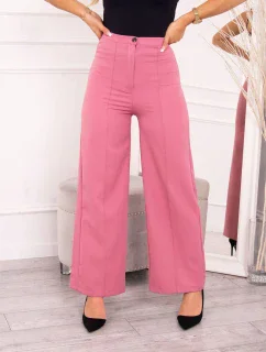 Široké nohavice tmavo ružové