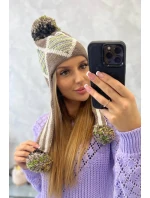 Dámska klapka na uši Eunika K322 cappuccino+beige Dámska klapka na uši Eunika K322 cappuccino+beige