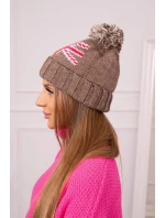 Dámska čiapka s brmbolcom Elizabeth K386 mocca