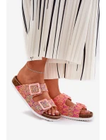 Klapki Damskie Z Klamrami I Brokatem S.Barski RB51-006 Pomarańczowe