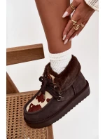 Śniegowce Damskie Z Naturalnego Zamszu Łaty D.Franklin DFSH375008 Czekoladowe