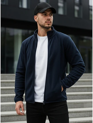 Pánska mikina na zips s kapucňou tmavomodrá FashionStreet BX4775