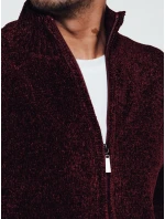 Pánsky bordový sveter bez gombíkov FashionStreet WX2233 Pánsky bordový sveter bez gombíkov FashionStreet WX2233