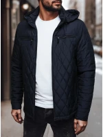 Pánska prešívaná bunda s kapucňou tmavomodrá FashionStreet TX4988