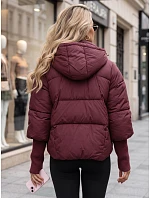 Dámska zimná prešívaná bunda s kapucňou, bordová, FashionStreet TY5898 Dámska zimná prešívaná bunda s kapucňou, bordová, FashionStreet TY5898