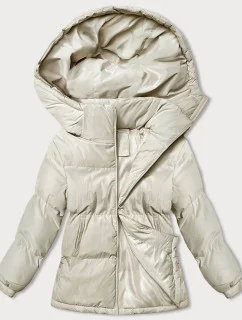 Dámska zimná bunda s kapucňou svetlo béžová (5M3169-62)